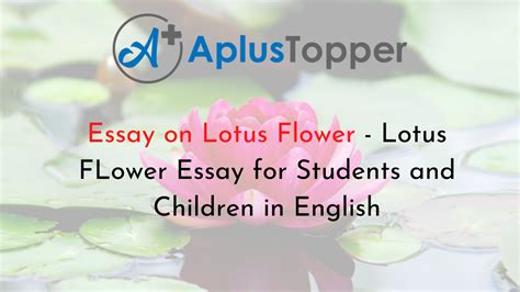 Essay on Lotus Flower | Lotus Flower Essay for Students and Children in English - A Plus Topper