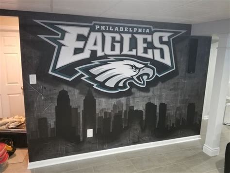 Eagles Mural, Philadelphia Eagles, Man Cave Decor, Eagles Decor, Hand ...