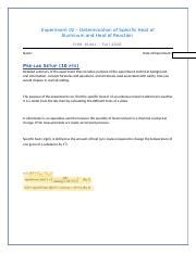 Exp2-LabReport-SpecificHeat.docx - Experiment 02 - Determination of ...