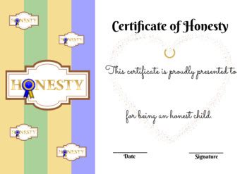 Certificate of Honesty by K C | TPT