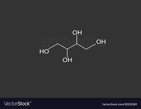 Erythritol molecular skeletal chemical formula Vector Image