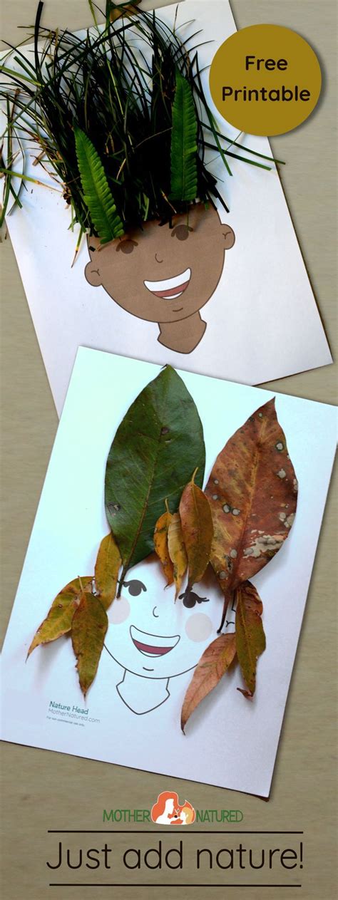 Free printable: Your kids will ADORE this nature head collage | Nature collage, Arts and crafts ...