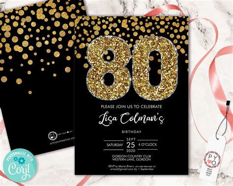 80Th Birthday Invite Templates Free