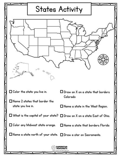 USA Map Worksheets - Superstar Worksheets