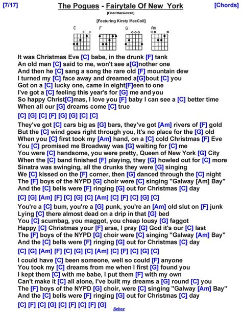 The Pogues - Fairytale of New York | Guitar chords and lyrics, Ukulele music, Xmas songs