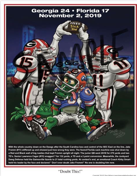 2019 Dave Helwig “Doubt This!” Georgia Bulldogs vs. Florida Artwork – Between The Hedges Shop