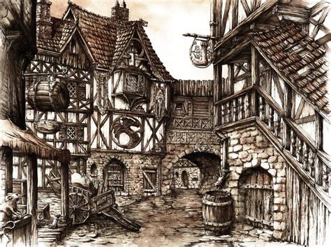 Medieval Town by https://www.deviantart.com/grimdreamart on @DeviantArt ...