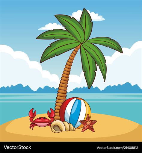 Beautiful beach cartoons Royalty Free Vector Image