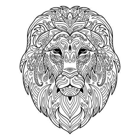 fantasy lion printable adult coloring page from favoreads etsy - lion head lions adult coloring ...