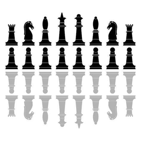 Icônes De Pièces D'échecs. Jeu De Plateau. Silhouette De Chevalier, évêque, Pion, Reine, Tour Et ...