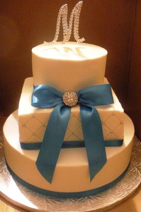 Malibu Blue Ribbon Wedding Cake - CakeCentral.com