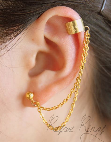 Star Cuff Simple Gold Ear Cuff Earring by RescueRings on Etsy