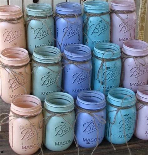 20 Mason Jars, Ball Jars, Painted Mason Jars YOUR COLORS , Flower Vases ...