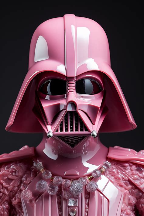 Shiny Pink Darth Vader Helmet: Mineral & Gemstone Sculpture • PromptDen