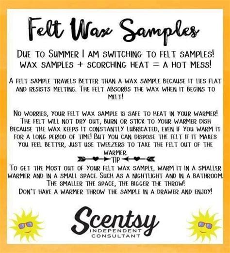 SCENTSY FELT WAX SAMPLES | Scentsy, Scentsy consultant ideas, Scentsy scent samples