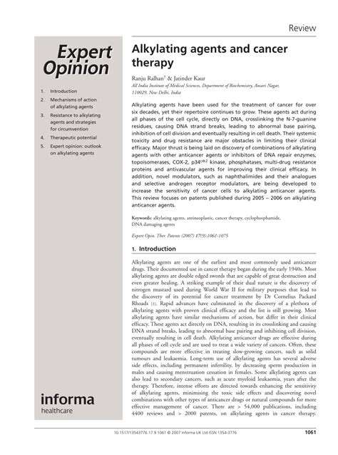 (PDF) Alkylating agents and cancer therapy