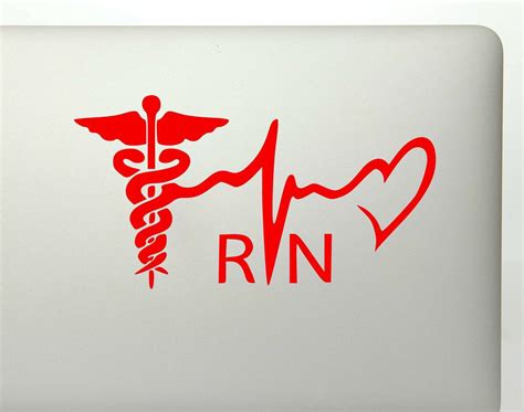 RN Nurse Medical Symbol Heartbeat Vinyl Decal Sticker. – FineLineFX Vinyl Decals & Car Stickers