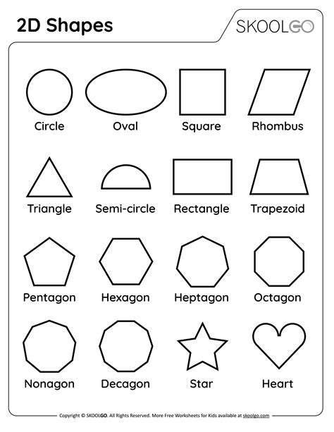 2D Shapes - Free Worksheet - SKOOLGO