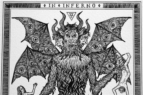 Lucifer Impresión de arte ilustración en blanco y negro | Etsy