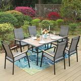 Bradley Outdoor Patio Wood 7-piece Dining Set with Stacking Chairs - Walmart.com