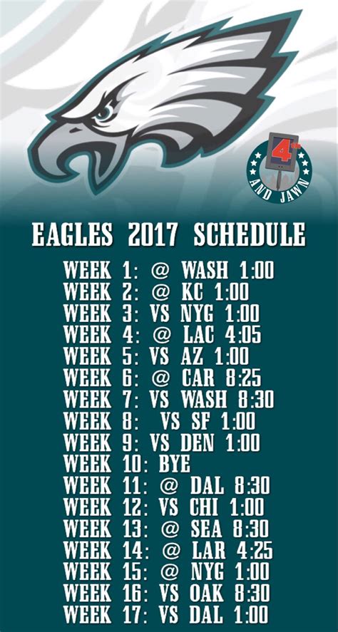 Eagles Printable Schedule 2023