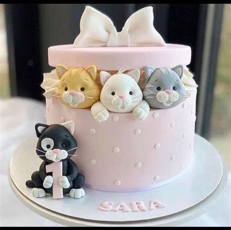 Cake Toppers Cat 3 Cat Heads Birthday Party First Baby Shower Girl Boy ...