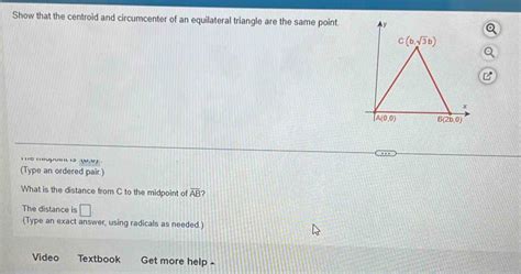 Solved: Show that the centroid and circumcenter of an equilateral ...