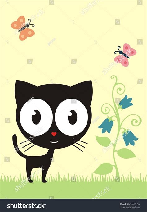 Funny Cat Big Eyes Stock Vector (Royalty Free) 266090762 | Shutterstock