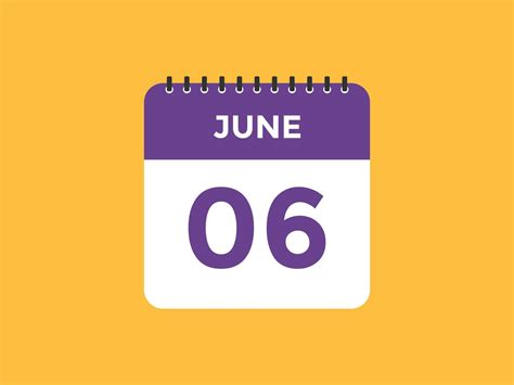 june 6 calendar reminder. 6th june daily calendar icon template ...