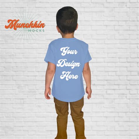 Kids Blue T-shirt Mockup Front and Back Bundle, Toddler Heather Blue Mock, 3001y Front and Back ...