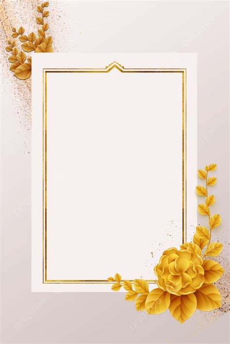 Download Gold Frame And Flowers Wedding Invitation Background | Wallpapers.com