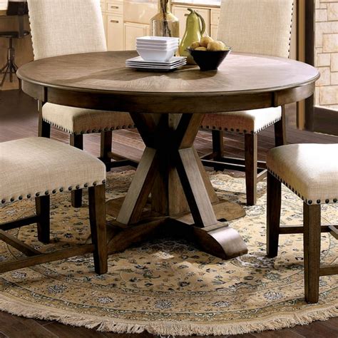 Furniture of America Stanley Pedestal Round Dining Table, Light Oak - Walmart.com - Walmart.com