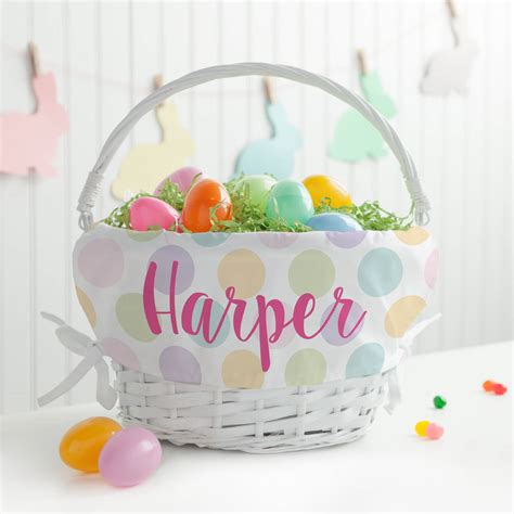 Personalized Polka Dots Girls' Easter Basket | eBay