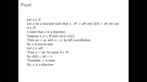 Proof of Lagrange's Theorem - YouTube