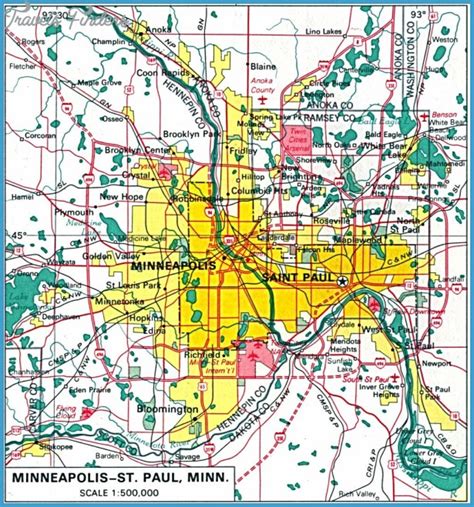 Minneapolis St. Paul Map Tourist Attractions - TravelsFinders.Com