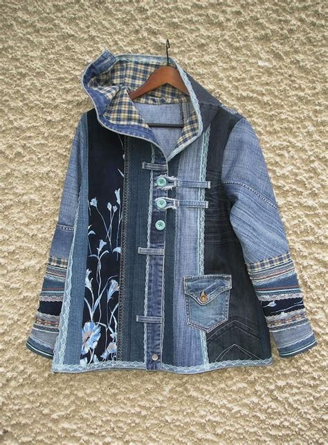 Hooded Jacket, Upcycled Clothing by EcoClo, Denim Collection, size M ...