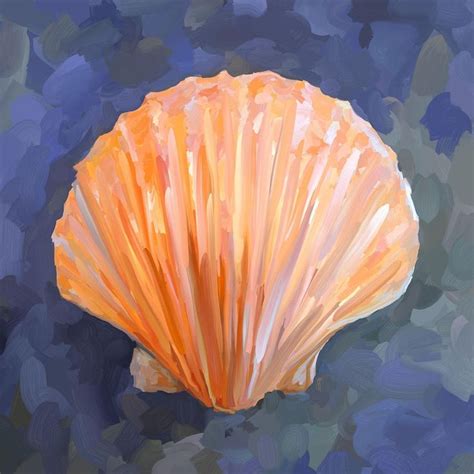 Ocean Seashell Peach Blue Paint Idea | Seashell painting, Seashell painting canvases, Painting