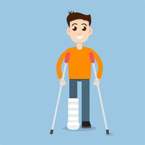 Cartoon man on crutches — Stock Vector © kenbenner #23627621