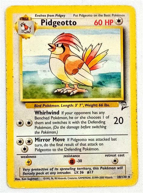 Pidgeotto 28/130 Base Set 2 Pokemon / Nintendo Trading Card | Etsy