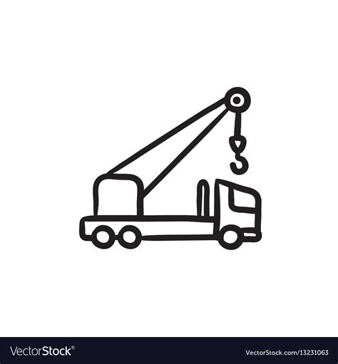 Mobile crane sketch icon Royalty Free Vector Image