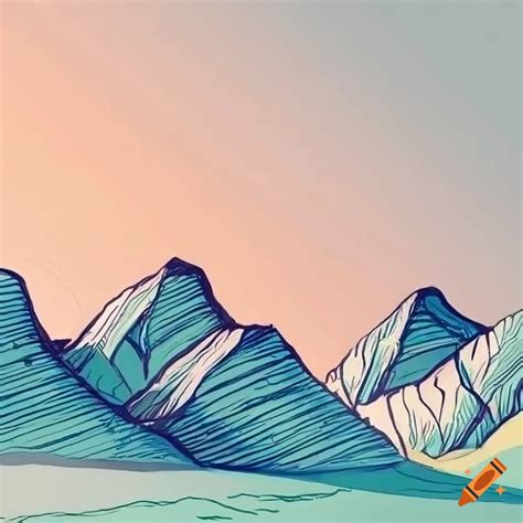 Sketch of desert mountains on Craiyon