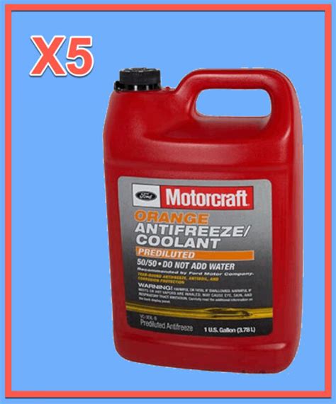 5 Gallons Engine Coolant Antifreeze FORD MOTORCRAFT Orange/Yellow Pre ...