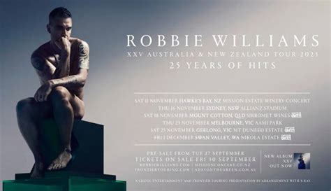 ROBBIE WILLIAMS announces Australian tour inc A Day On The Green - 2023 ...