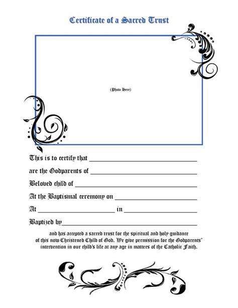 Printable Godparent Certificate Template