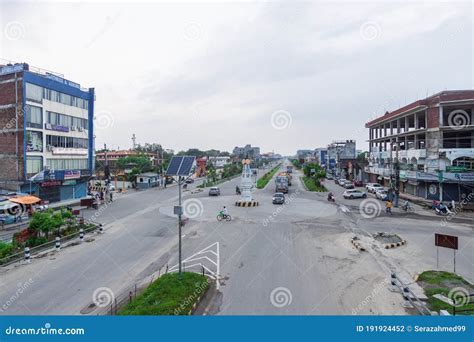 Bhairahawa, Nepal - July 13 2020: Intersection at Siddhartha Highway in Bhairawa, Nepal. the ...