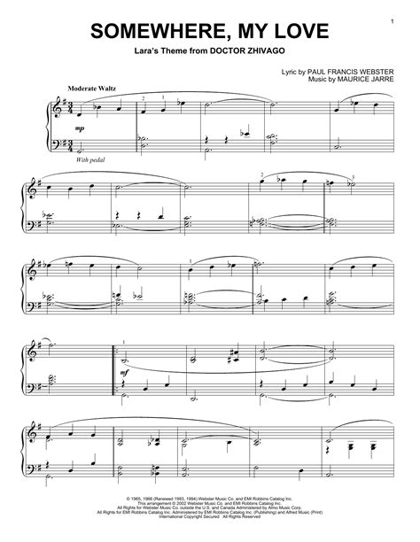 Somewhere, My Love | Sheet Music Direct