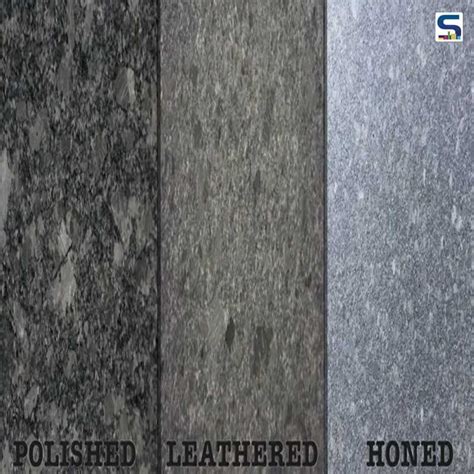 Types of granite finishes: polished, honed and leathered