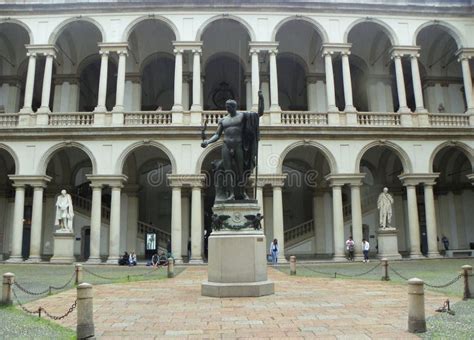 Italy, Milan, Brera Art Gallery (Pinacoteca Di Brera), Courtyard Editorial Image - Image of ...