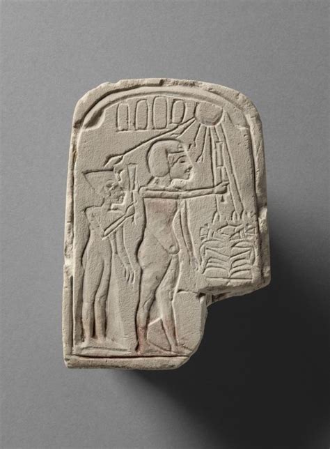 Stele with the representation of Akhenaten and Nefertiti.Historical Dating: Amenhotep (Amenophis ...