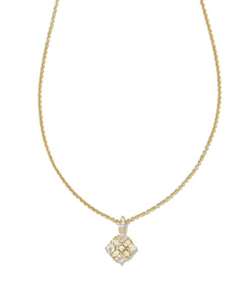 Dira Gold Crystal Short Pendant Necklace in White Crystal | Kendra Scott